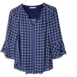 41 Hawthorn Navy Blue Geometric Print Blouse